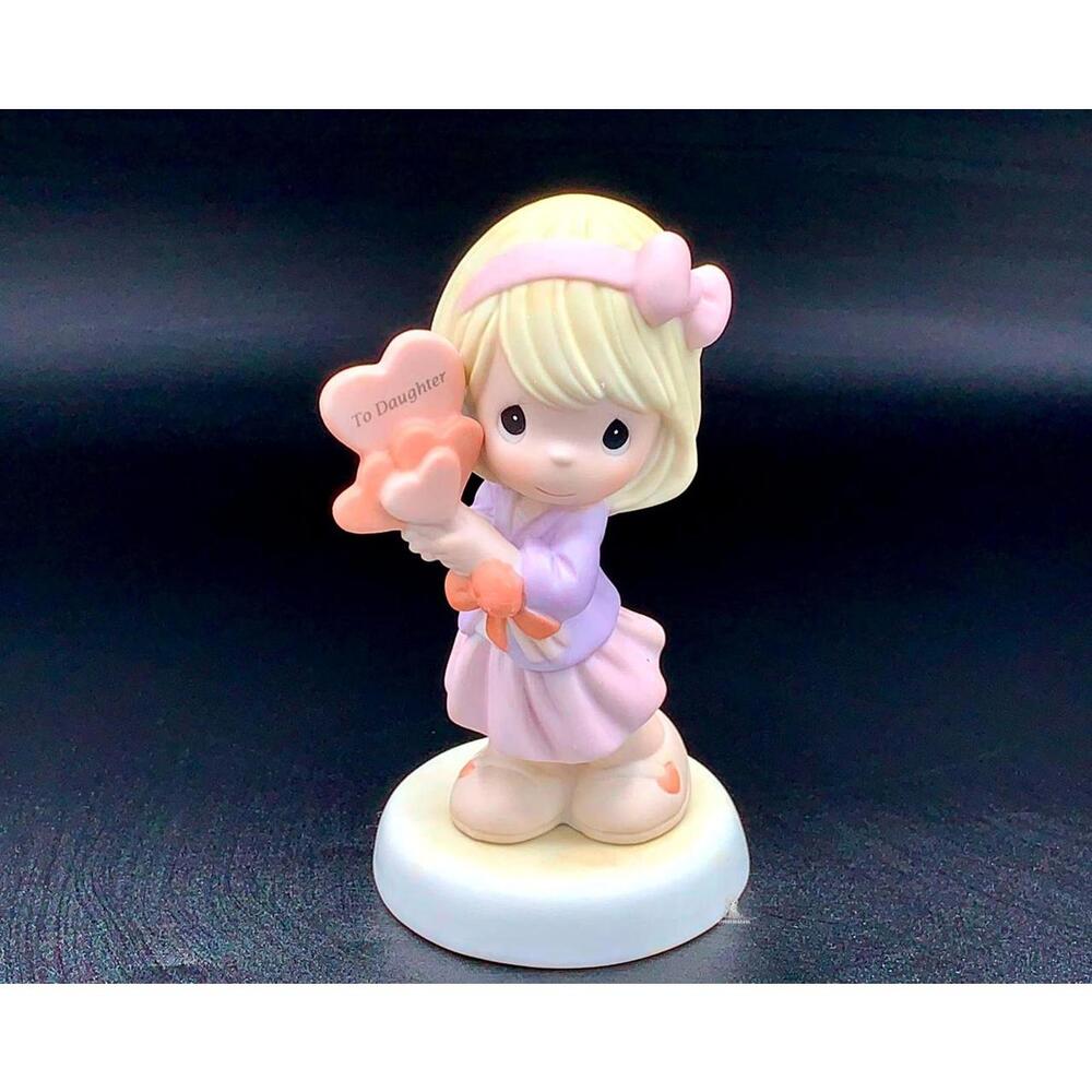 Precious Moments To Daughter Girl with Hearts Figurine – Pastel Pink Love Gift